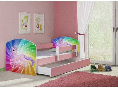 Pat copii cu sertar si saltea Unicorn