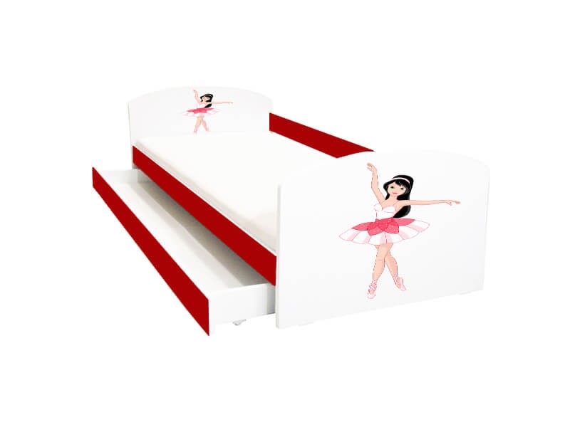 Pat copii cu sertar Balerina rosie Pat copii cu sertar Balerina rosie